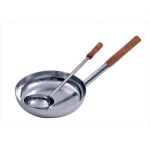 Ss Fry Pan And Dabbu With Wooden Handle